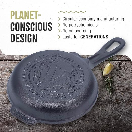 Victoria 4-Inch Cast Iron Skillet, Pre-Seasoned Cast Iron Frying Pan with Long Handle, Made in Colombia - Image 5