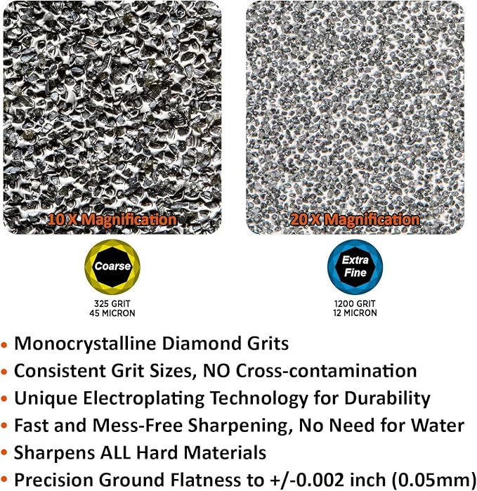 SHARPAL 162N Double-sided Diamond Sharpening Stone Whetstone Knife Sharpener |Coarse 325 / Extra Fine 1200 Grit | Storage Case with NonSlip Base & Angle Guide (8 in. x 3 in.) Mothers Day Gifts - Image 3