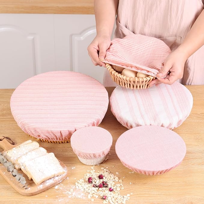 Reusable Bowl Covers, 5 Size Stretch Cloth Bowl Covers for Bread Proofing, cloth Fabric bowl Cover for Food Fruits Leftover (K)