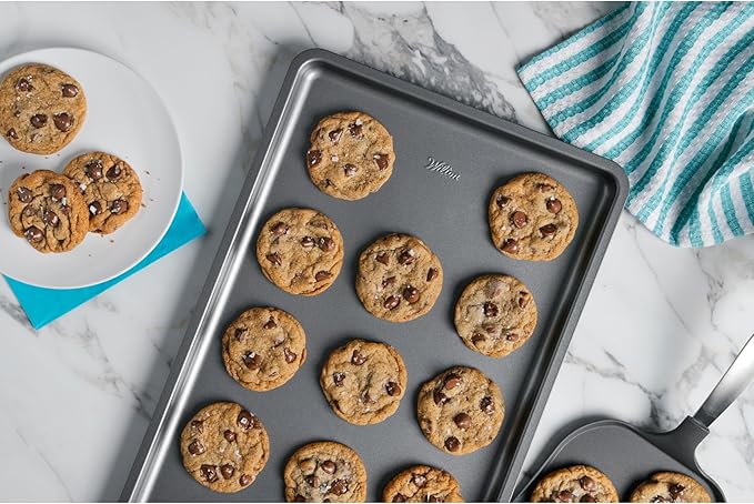 Wilton Silver Non Stick Large Baking Sheet, Cookie and Roasting Pan for Sheet Pan Meals, Made without PFAS, Even Heating, 17.25 x 11.5 Inch - Image 3