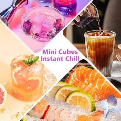 Mini Ice Cube Trays Set of 2-160 Small Ice Cubes Silicone Mold for Whiskey, Cocktails, Water Bottles - BPA Free Flexible & Stackable Ice Maker (Cyan&Purple) - Image 7