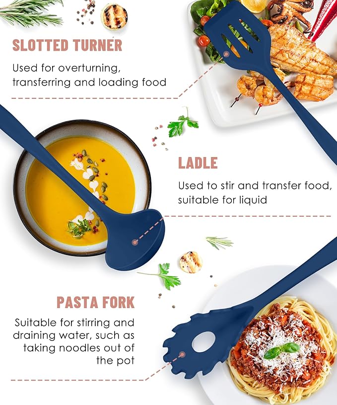 Kitchen Utensils Set-12 Pieces Silicone Cooking Utensils Set (Dishwasher Safe) 392°F Heat Resistant Spatula Set,Kitchen Utensil Set for Nonstick Cookware,Best Kitchen Tools with Holder - Image 6