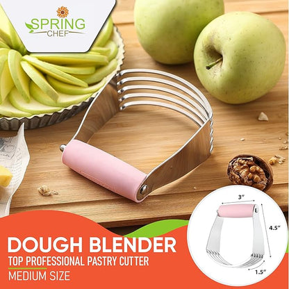 Spring Chef Medium Size Dough Blender For Baking, Stainless Steel Dough Cutter Tool, Manual Pastry Cutter Tool with Sharp & Thick Blades, Dishwasher Safe Pastry Blender for Easy Mixing - Pink Lemonade - Image 2