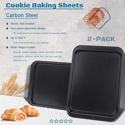 Small Cookie Sheets, Baking Pans, Nonstick Carbon Steel Baking Sheets, 2-Pack, 9.5 X 7.1 Inches (Inner 7.5 X 6) - Image 4