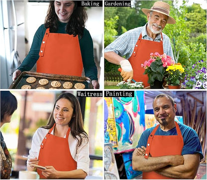 Yuubin Extra Large Aprons for Men Adjustable Button Apron with Pockets Chef Cooking Kitchen Aprons Women,Water&Oil Resistant