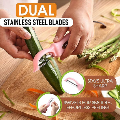 Spring Chef Premium Swivel Vegetable Peeler, Soft Grip Handle and Ultra Sharp Stainless Steel Blades - Perfect Kitchen Peeler For Veggie, Fruit, Potato, Carrot, Apple - Pink Lemonade - Image 2