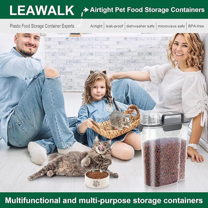 LEAWALK 5Lbs Airtight Cat Dog Food Storage Container with Upgraded Large Nozzle BPA-Free, Pet Food Storage Containers for Rice, Grain, Pet Food, Flour, Dog Treat Storage (Dark Gray, 5L-1pack)