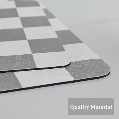 Ohocut Checkered Dish Drying Mat for Kitchen Counter, Coffee Bar Station Accessories, Retro Cute Aesthetic Modern Absorbent Drainer Mat Kitchen Drying Mat Easy Clean, Grey 12" x 19" - Image 6