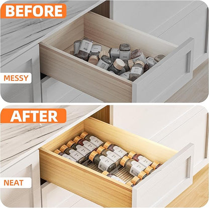 MUDEELA Clear Spice Drawer Organizer, 4 Tier (4 Packs) Spice Rack for Drawer, Expandable From 11" to 22" Kitchen Seasoning Organizers and Storage for Drawer (Jars not included) - Image 6