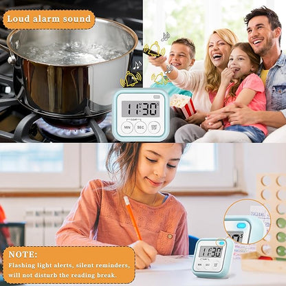 Timer, Kitchen Timers for Cooking Classroom Timer for Kids Teachers Digital Magnetic Timers 2 Pack, Blue - Image 6