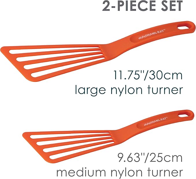 Rachael Ray KitchenTools and Gadgets Nylon Cooking Utensils / Spatula / Fish Turners - 2 Piece, Red - Image 2
