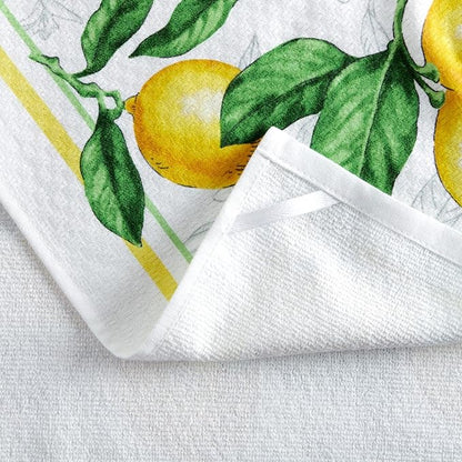Martha Stewart Lots of Lemons Modern Kitchen Towel, Oven Mitt & Potholder Set, 4-Pack, White-Yellow - Image 5