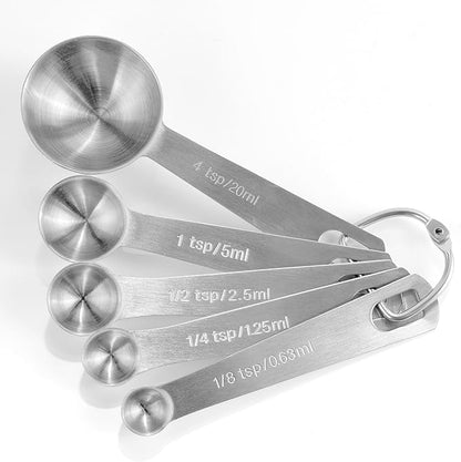 husMait Stainless Steel Measuring Cups & Spoons - 10 Piece Heavy Duty Measuring Cups & Spoons Set for Dry Foods, Spices or Liquids - Image 7