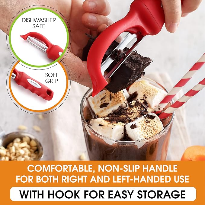 Spring Chef Premium Swivel Vegetable Peeler, Soft Grip Handle and Ultra Sharp Stainless Steel Blades - Perfect Kitchen Peeler For Veggie, Fruit, Potato, Carrot, Apple - Red - Image 6