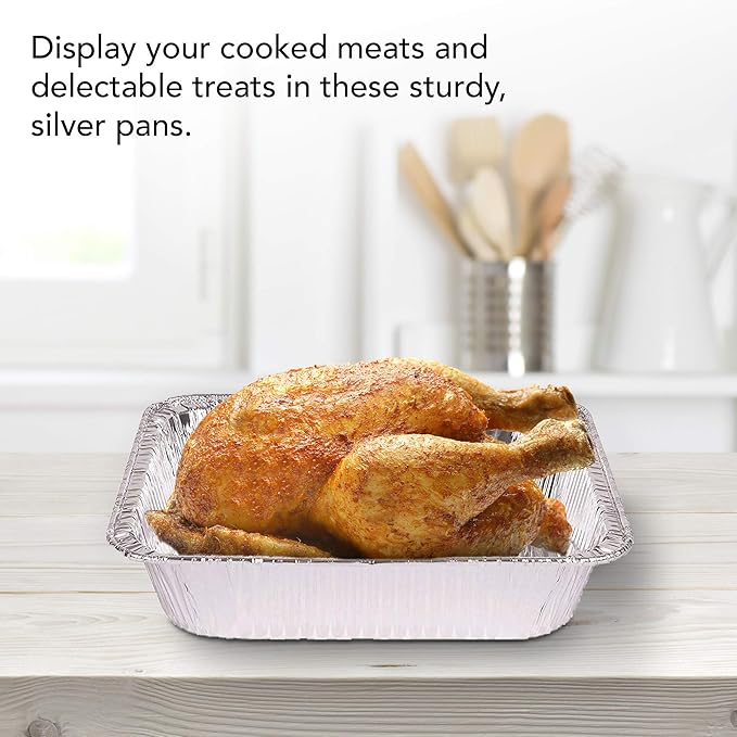 Stock Your Home 9x13 Aluminum Pans (40 Pack) - Disposable and Recyclable Foil Trays - Half Size Steam Table Deep Pans - Tin Foils for Cooking, Heating, Storing, Prepping Food - Image 5
