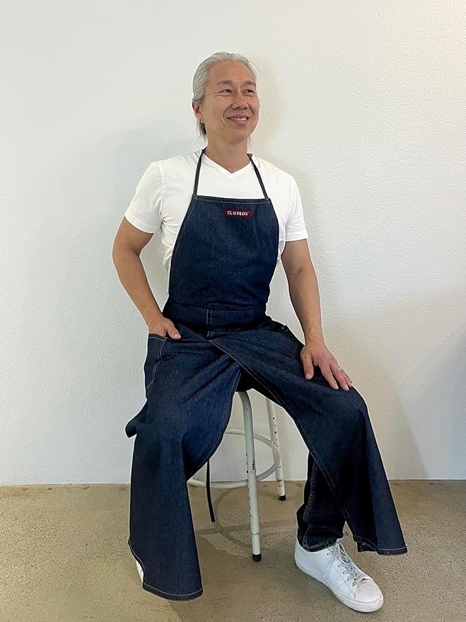 BLUE DENIM, the original split overlapped apron for potters, chefs, gardeners, artists, men and women