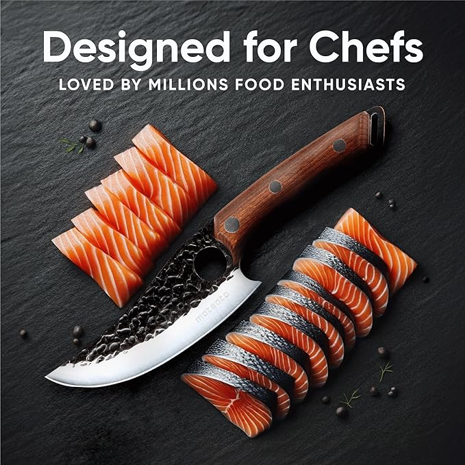 Matsato Chef Knife - Perfect Kitchen Knife for Cooking, Chopping. Japanese Steel Knife for Home, BBQ. For Balance & Control, 6.3 Inch - Image 5