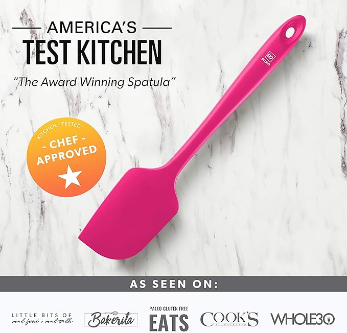 DI ORO Silicone Spatula Set - Rubber Kitchen Spatulas for Baking, Cooking, & Mixing - 600°F Heat-Resistant & BPA Free Silicone Scraper Spatulas for Nonstick Cookware - Dishwasher Safe (3pc, Magenta) - Image 7