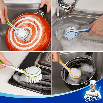 MR.SIGA Round Dish Brush, Size: Dia 5.5 x 25cm - Pack of 3 - Image 7