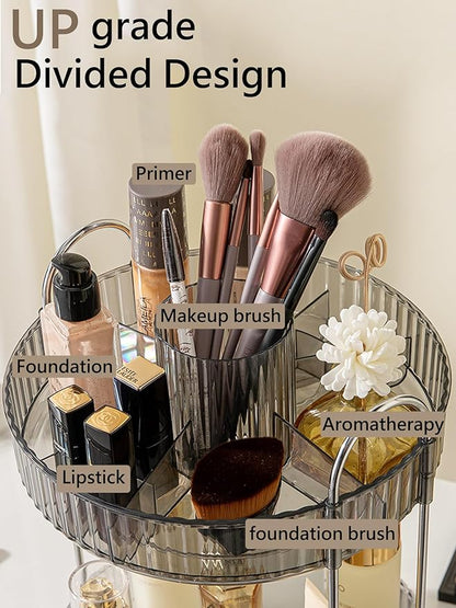 Asayuee 360 Rotating Makeup Organizer,3 Tier Large Capacity Make Up Organizers and Storage,Skincare Perfume Vanity Organizers,Bathroom Cosmetics Storage Organizer Countertop(Grey) - Image 2