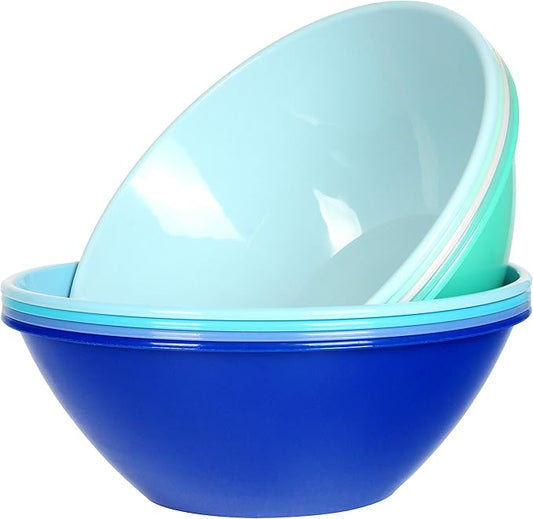 Youngever 10 inch 100 Ounce Plastic Mixing and Serving Bowls, Popcorn Bowls, Salad Bowls, Chip and Dip Serving Bowls, Set of 9 (Coastal) by Youngever