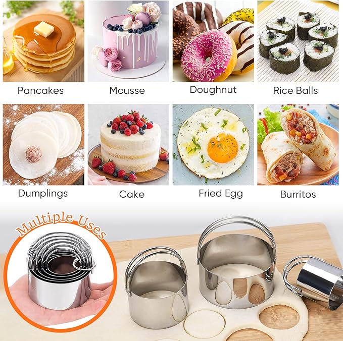 9PCS Stainless Steel Pastry Blender Set, 3 Cup Flour Sifter, Biscuit Cutter, Pastry Cutter, Dough Cutter, Silicone Baking Mats, for Cooking Cookies and Donuts, Cakes, Biscuits or Making Pancakes - Image 5