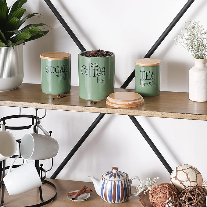 DII Kitchen Accessories Retro Collection, Ceramics, Canister Set, Artichoke, 3 Piece - Image 4