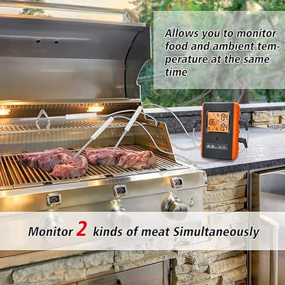 Wireless Meat Thermometer for Grilling Smoking - Kitchen Food Cooking Candy Thermometer with 3 Probes - Monitor Ambient Temperature Inside The Grill Smoker BBQ Oven Thermometer, 490ft,Digital - Image 3