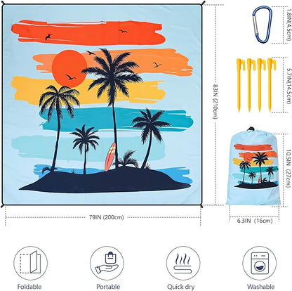 HIHOHO Beach Blanket Waterproof Sandproof Extra Large Beach Mat 79" X 83"/120"x108"for 1-8 Adults Quick Drying Durable Outdoor Picnic Mat for Beach Travel Camping Hiking