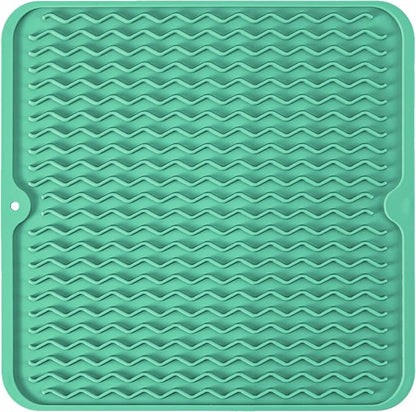 Silicone Dish Drying Mat for Multiple Usage, Easy clean, Eco-friendly, Heat-resistant Dish Drainer Mat for Kitchen Counter,Sink,Refrigerator or Drawer liner (12" x 12", Green) by MODENGKONGJIAN