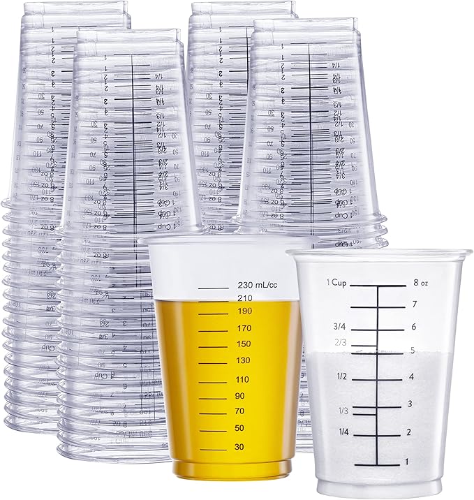 GUSTO 10 oz Clear Plastic Measuring Cups [25 Count] Disposable Multipurpose Cups for Baking, Cooking, Resin & Mixing (Formerly Comfy Package) by GUSTO