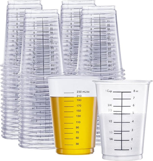 GUSTO 10 oz Clear Plastic Measuring Cups [50 Count] Disposable Multipurpose Cups for Baking, Cooking, Resin & Mixing (Formerly Comfy Package) by GUSTO