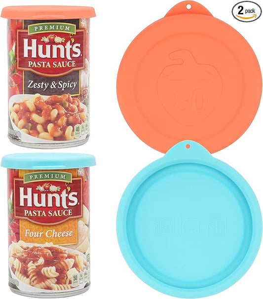 2PCs 3.5-inch Silicone Can Lids for Hunt's | Starkist | Kirkland | Progresso Can, Food Sealing Lids for 3.5-inch Can, Can Cover for Canned Good, Can Toppers, Freezer&Dishwasher Safe (Can NOT Included)