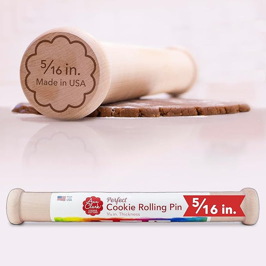 Perfect Cookie Rolling Pin 5/16-in. Fixed Depth Hardwood Made in the USA by Ann Clark by AnnClarkCookieCutters