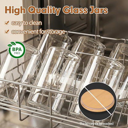 Moretoes 6 Pack 1qt Glass Storage Containers with Bamboo Lids, Airtight Pantry Storage Jars for Flour, Sugar, Dry Goods