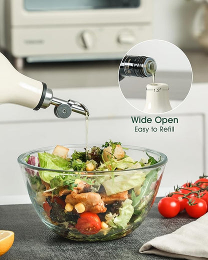 FE FUN ELEMENTS Olive Oil Dispenser Bottle, 19 oz Oil Dispenser for Kitchen and Vinegar Dispenser Bottle, Suitable for Vinegar, Coffee Syrups & Other Liquids, Off White - Image 4