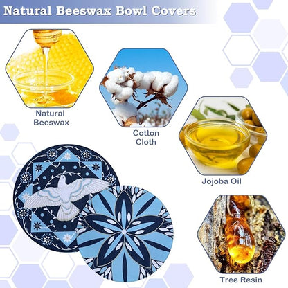 2 Large Reusable Beeswax Bowl Covers for Bread Proofing, 10/12 Inch Elastic Beeswax Wraps Cotton Cloth Sourdough Bowl Covers for Proofing Baskets, Mixer Bowls, Food Storage Containers