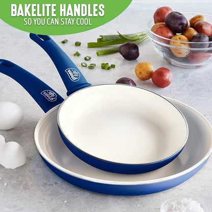 GreenLife Non Stick Fry Pan Set (7" & 10"), Non-Toxic PFAS-Free Ceramic Skillets, Dishwasher & Oven Safe, Egg Omelet Frying Pans, Stay- Cool Handles, Kitchen Home Cooking Essentials, Blue - Image 7