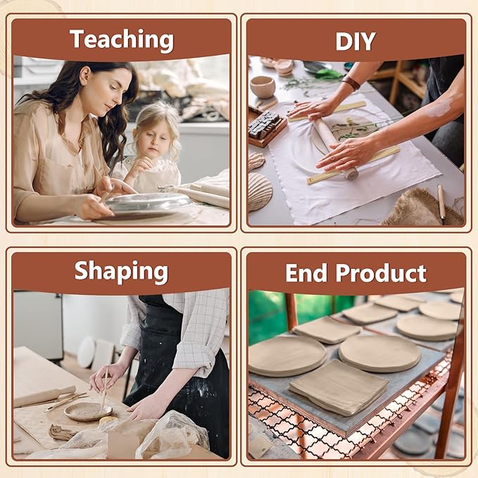 Sasylvia 20 Pcs Pottery Rolling Pin Guides Wood Teaching Rolling Mud Stick Guide Set Polymer Clay Depth Guide Pottery Tools Clay Mudboard Tools (10 Size,Wood Color) - Image 6