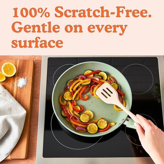 Non-Toxic Platinum Silicone Kitchen Utensil Set of 4 – Non-Scratch Cooking Spoon & Spatula, 100% Plastic Free, Stainless Steel Core, Heat Resistant 500°F, Beige - Image 5