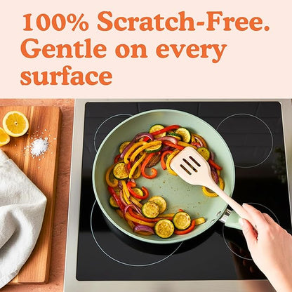 Non-Toxic Platinum Silicone Kitchen Utensil Set of 4 – Non-Scratch Cooking Spoon & Spatula, 100% Plastic Free, Stainless Steel Core, Heat Resistant 500°F, Beige - Image 5