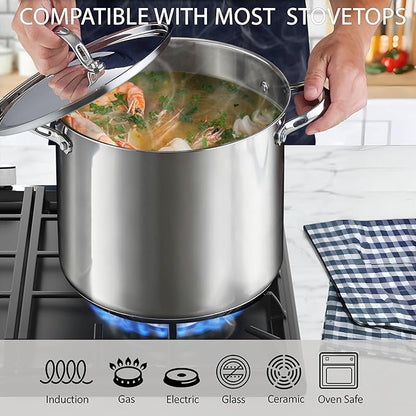 Cooks Standard 18/10 Stainless Steel Stockpot 12-Quart, Classic Deep Cooking Pot Canning Cookware with Stainless Steel Lid, Silver - Image 3