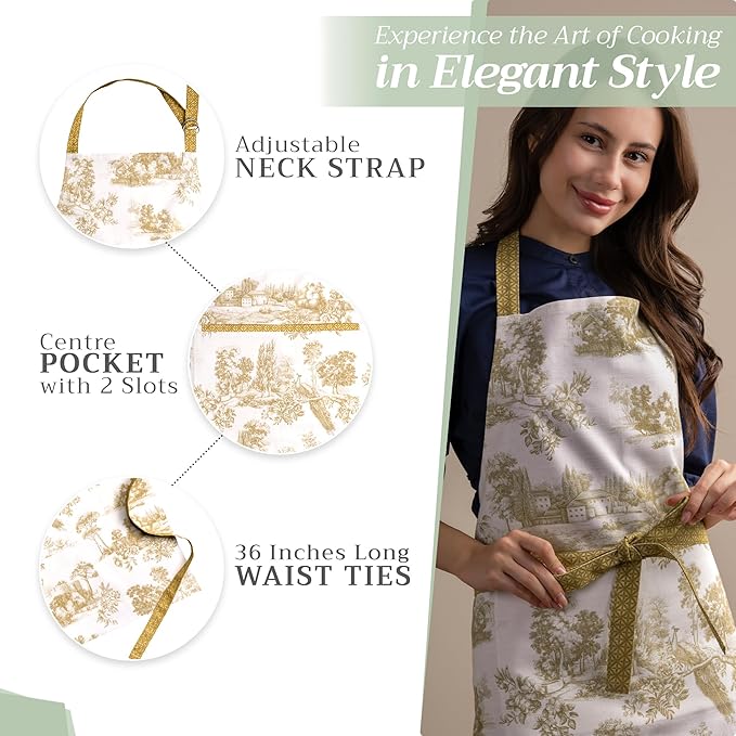 Maison d' Hermine 100% Cotton Apron for women with Pocket Kitchen Chef Apron for Men Cooking Mothers Day Gifts