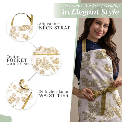 Maison d' Hermine 100% Cotton Apron for women with Pocket Kitchen Chef Apron for Men Cooking Mothers Day Gifts