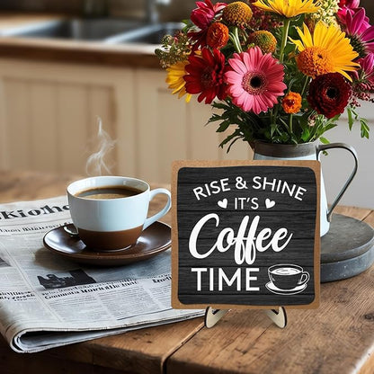 Coffee Bar Decor Sign, Coffee Bar Accessories, Funny Coffee Bar Desk Decor, Rustic Wooden Plaque Coffee Sign Farmhouse Coffee Bar Derco Signs For Coffee Station, Coffee Shelf Decor(Black+Brown05) - Image 6