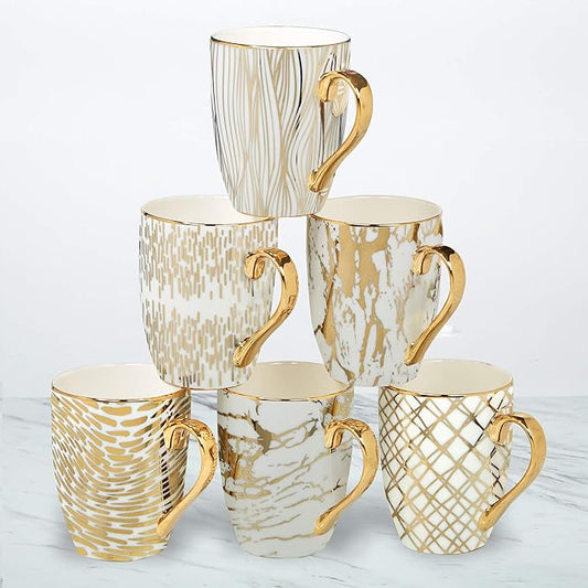 Matrix Gold Porcelain Coffee & Tea Mug Set – Premium Fine Porcelain with Elegant Gold-Plated Finish, Luxury Drinkware for Everyday Dining, Entertaining & Special Occasions by CERTIFIEDINTERNATIONAL
