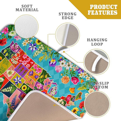 Flower Map Dish Drying Mat American Floral Decoration Coffee Mat for Kitchen Counter - Image 4