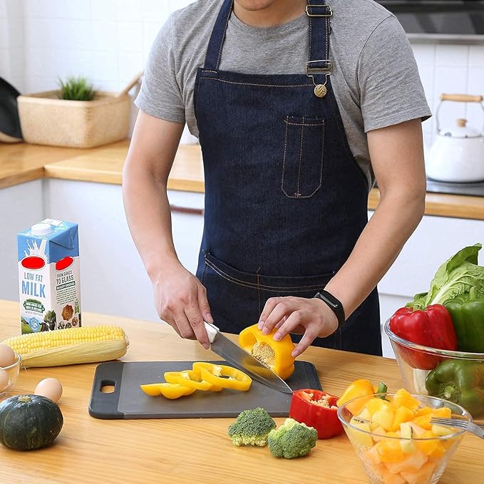 Tosewever Canvas Cross Back Chef Cotton Aprons for Men Women with Large Pockets - Image 3