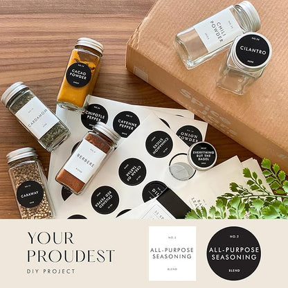 Glass Spice Jars with Labels with Metal Lids and Shakers Minimalist 36 Pack Set, 4oz Small Clear Empty Spice Bottles Seasoning Containers with Label Organizer Square Herb Seasoning Jars for Kitchen - Image 6
