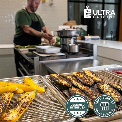 Ultra Cuisine Oven-Safe, Dishwasher-Safe 100% Stainless Steel Cooling & Baking Rack Set - Tight-Wire Bake for Oven Cooking - Heavy Duty - 8.5x12 - Set of 2 - Small Quarter Sheet Pan Cooling Racks - Image 7